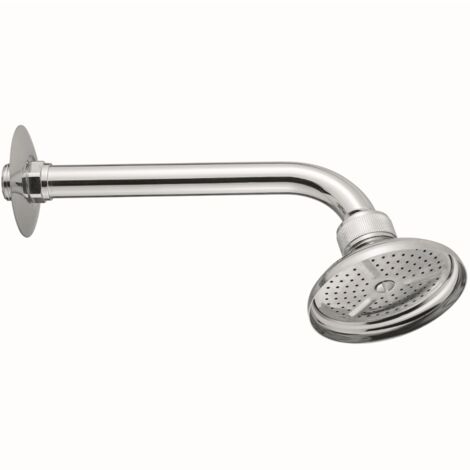 Schläfer 13313320 Soffione Doccia con Braccio a 1 Getto, Tubo Doccia G 1/2 x 30cm, Soffione a Pioggia Ø 82mm con Snodo Regolabile Universale G 1/2, Finitura Ottone Cromato (1/5)