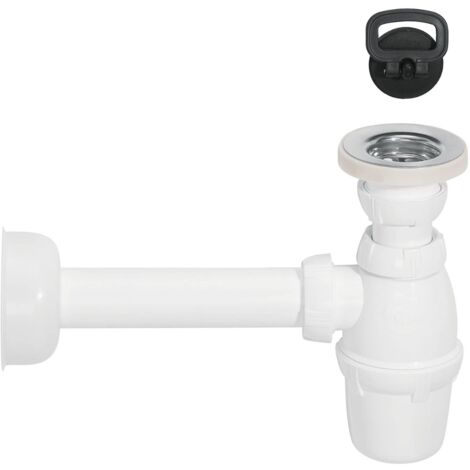 Schläfer 4396111 Set Sifone per Lavabo Bagno con Piletta di Scarico Universale in Plastica PP, Raccordo G 1 1/4 e Tubo Attacco Muro Ø 32 mm, Sifone a Bottiglia Bianco