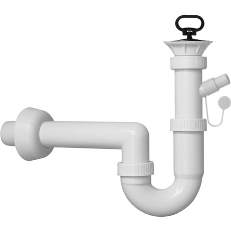 Schläfer 4395026 Sifone per Scarico Lavandino Bagno, Cucina e Lavanderia, Sifone Salvaspazio Universale G 1"1/2, Piletta Ø 85mm con Tappo, Raccordo Tubo di Scarico Ø 40mm