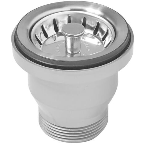Schläfer 3439715  Piletta di Scarico 70 mm per Lavandino Cucina, Lavello Bagno, Lavatoio senza Foro Troppopieno, Compatibile con Sifone da 1 1/2, Diam Lavandino 60mm, Tappo a Cestello in Acciaio Inox