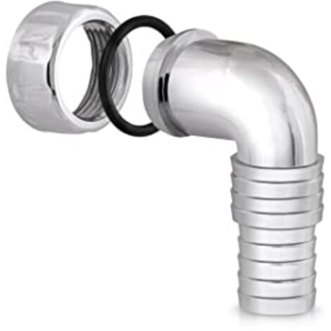 Schläfer 655811   Raccordo a Gomito 1" con Curva a 90 Gradi per Attacco Sifone Scarico Lavatrice e Lavastoviglie, Compatibile con Tubi Ø 19-23,5mm (3/4"), Portagomma in Plastica, Finitura Cromata