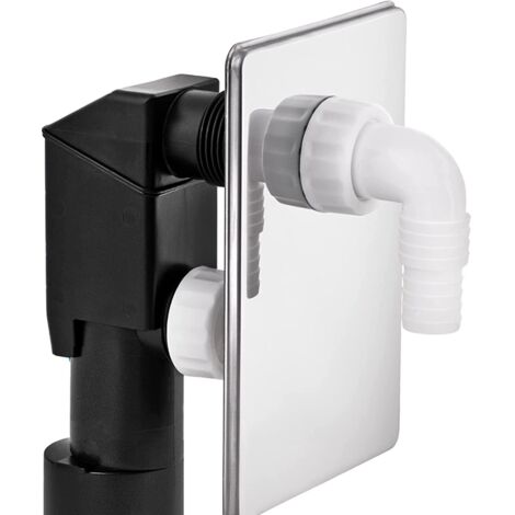 Schläfer 655850 Sifone da Incasso per Lavatrice, Pipetta in PVC Ø 40/50mm, con Placca di Copertura Cromata, Compatibile con Lavastoviglie, Raccordo Portagomma con Attacco da 19-53mm