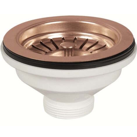 Schläfer 439729  Piletta di Scarico per Lavello Cucina Tipo Basket in PVD, Colore Rame, Senza Troppo Pieno, con Attacco da 1"1/2 e Foro da Ø 90mm, Pilettone Ø 114mm, Piletta con Vite e Cestello