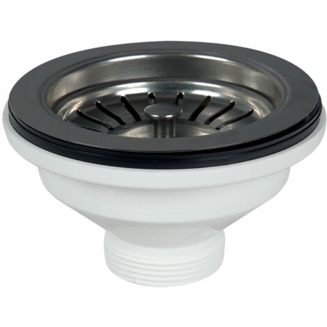 Schläfer 439727 Piletta di Scarico per Lavabo Bagno Tipo Basket in PVD Nero, Senza Troppo Pieno, con Attacco da 1"1/2 e Foro da Ø 90mm, Pilettone Ø 114mm, Piletta con Vite e Cestello
