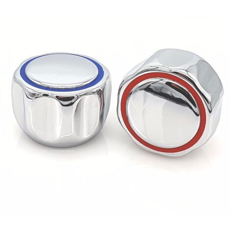 Schläfer 4503010Kit Manopole per Rubinetto 8x20 con Vitone Meccanico 1/2" (Ø20mm), Manopole Rubinetteria Caldo e Freddo per Lavandino Bagno e Cucina, Coppia Maniglie in Metallo, Finitura Cromata