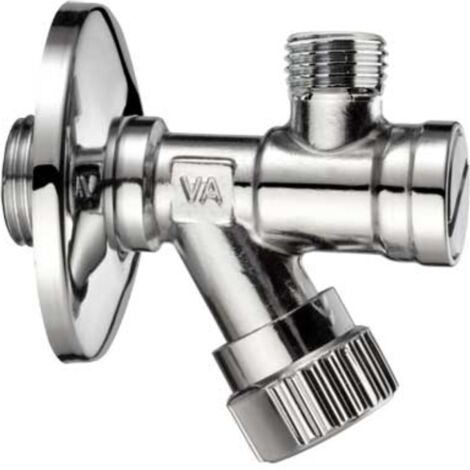 Schläfer 4372019  Rubinetto Sottolavabo a Squadra in Ottone con Filtro 3/8" e Valvola di Chiusura 1/2"- 3/8" per Lavabo Bagno, Bidet e Cucina, Finitura Cromata