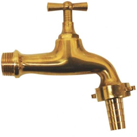 Schläfer 4335115 Rubinetto da Esterno in Ottone per Giardino, Attacco Maschio 1/2" con Leva a Farfalla e Portagomma 3/4" (15-19 mm), Finitura in Bronzo Lucido