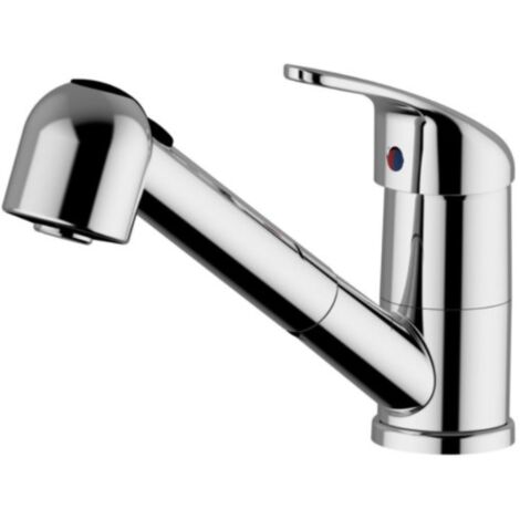Schläfer 5004014 Miscelatore con Doccetta Estraibile in Ottone per Cucina o Lavanderia, Rubinetto Monocomando Bocca Girevole 360° per Lavello o Lavatoio con Doccino 2 getti, Cromo