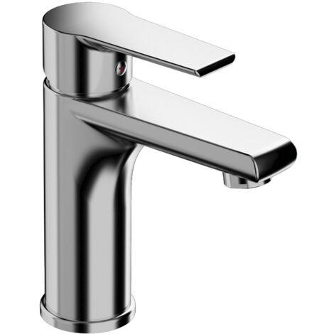 Miscelatore Monocomando Per Lavabo – Rubinetto Bagno In Ottone Cromato, Bianco, Attacco 3/8''