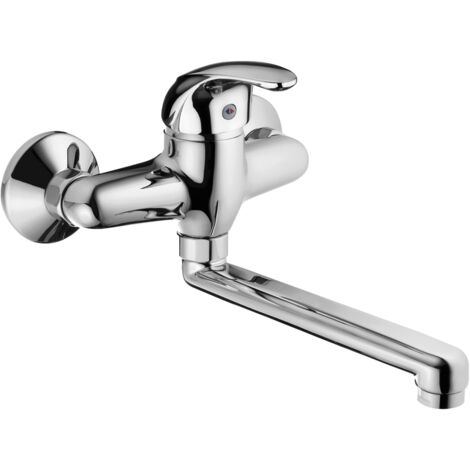 Schläfer 35804080 Miscelatore Lavello a Parete in Ottone per Bagno, Cucina, Lavatoio Lavanderia Rubinetto con Canna Girevole Cromo compatibile modello Palazzani. (1/5)