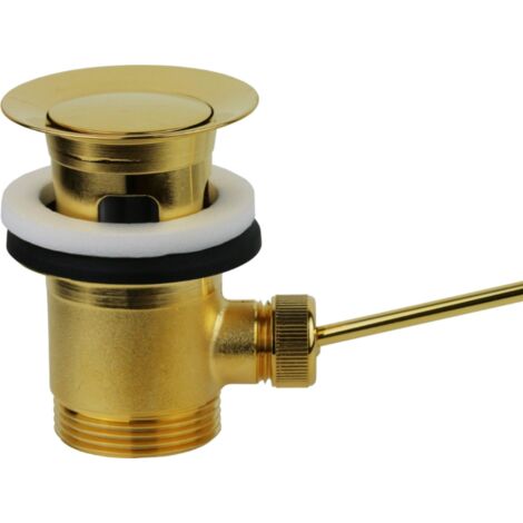 Schläfer 40510110  Piletta Universale Dorata con Tappo Saltarello in Metallo Pesante per Scarico Lavabo Bagno e Bidet 1"1/4 con Troppopieno. Finitura  PVD Oro Lucido