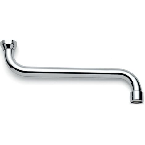 Schläfer 400314  Canna di Ricambio Girevole per Rubinetto Cucina a Parete a S, Lunghezza 25 cm con Ghiera 3/4" (Ø 24,9 mm), Compatibile con Aeratore Neoperl Anticalcare M22 (Incluso)