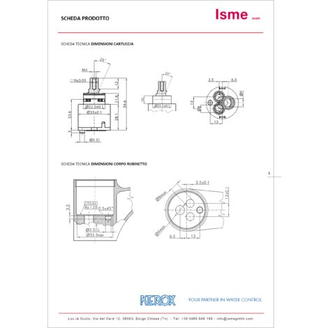 Cartuccia Miscelatore Ceramica 35mm Schl&auml;fer - Ricambio Per Rubinetti Cucina E Bagno