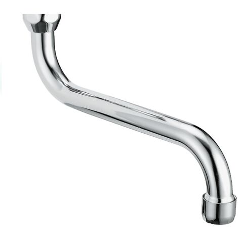 Schläfer 400313  Canna di Ricambio Universale per Rubinetto Cucina, Girevole a S per Gruppo Rubinetto a Muro, Ghiera 3/4" x 20cm, Compatibile con Aeratore Neoperl Anticalcare per Risparmio Acqua M22