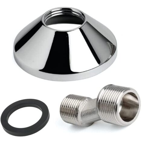 Schläfer 67227-C  Eccentrico a S, G 1/2 x G 3/4 Raccordo con Rosetta in Ottone Raccordo, Adattatore per Rubinetto a Muro Miscelatore Retrogruppo lavello, Vasca, Doccia