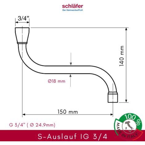Canna Di Ricambio Alta Per Miscelatore Cucina - Lunghezza 30 Cm, Finitura Cromata, Per Lavello Con Monoforo