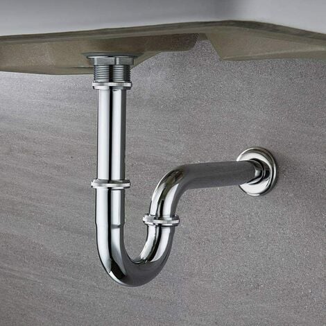 Sifone tubo di scarico in ottone cromato tondo per lavabo lavandino bagno  da 1.1/4 confezione