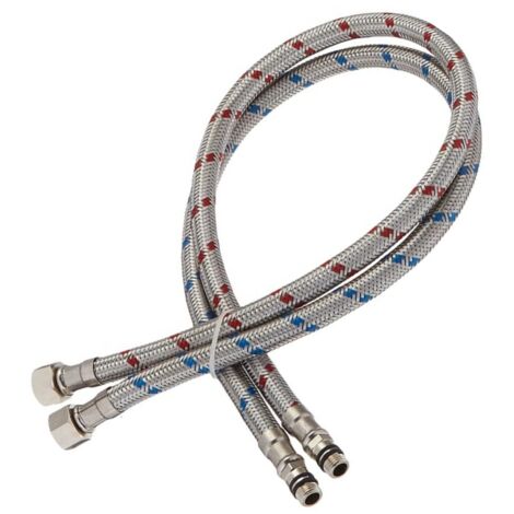 Schläfer 4605007 Tubo Flessibile per Rubinetto Femmina 3/8", Connettore per Valvola ad Angolo Sottolavabo, Attacco Rubinetto M10 x 1, Lunghezza Tubo 35cm, 2 Pezzi