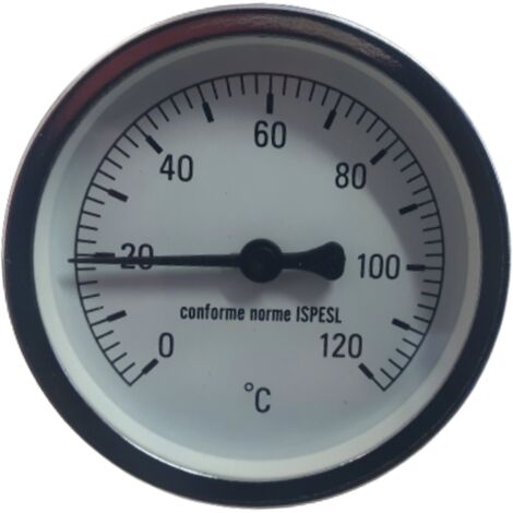 Schläfer 0930170 Termometro Bimetallico con Guaina Cassa inox Attacco Posteriore, Assiale ad Immersione 1/2" Scala 0-120 °C" Multifunzione Cassa 63 mm (1/5)