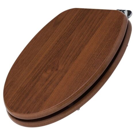 Schläfer 4637173 Tavoletta Wc Copriwater Universale, Sedile Wc in Legno, Tavoletta Water "Weser" Forma Ovale, Cerniere Regolabili in Metallo, Colore Noce