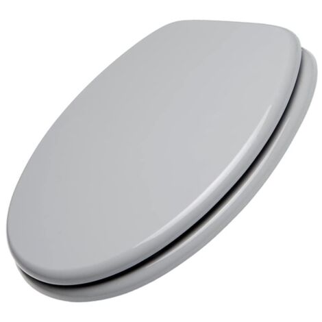 Schläfer 4638166 Tavoletta Wc Universale, Copriwater Sedile Wc in Legno Forma Ovale, Cerniere Regolabili in Metallo, Colore Grigio