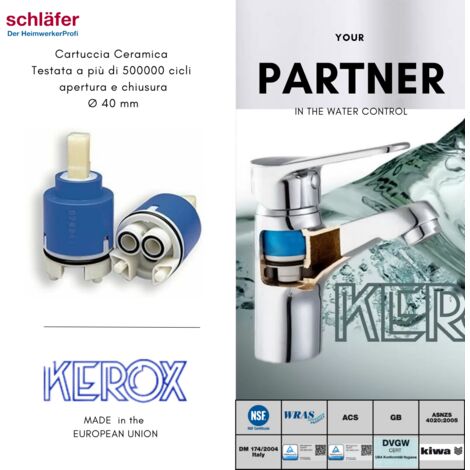Cartuccia Miscelatore Kerox K40-B 40mm - Ricambio Per Rubinetti Cucina E Bagno, Ceramica A 2 Piedini - Foto 5
