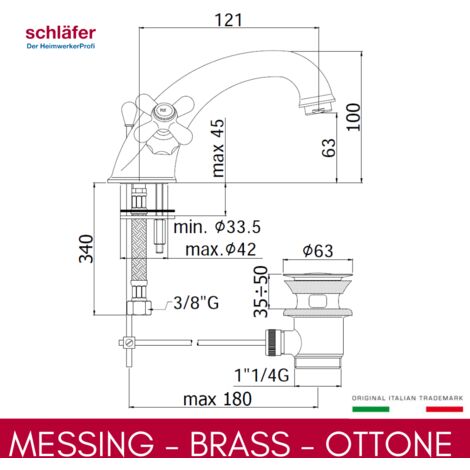 Rubinetto Bagno A Cascata Con Manopole In Cristallo - 3 Fori, Diffuso, Finitura Oro, Per Lavabo O Vasca - 2