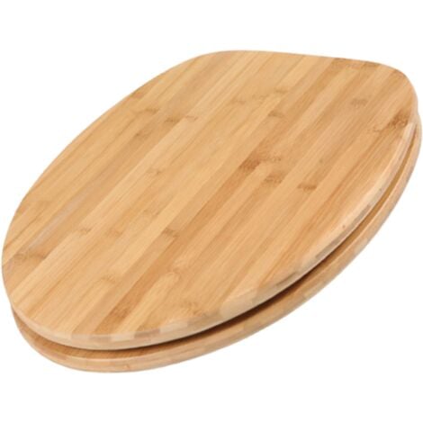 Schläfer 4637154  Sedile Copriwater Universale Bambus, Tavoletta Bamboo in Legno con Cerniere Regolabili in Acciaio, Copri Wc in Vero Bambù Forma Ovale.