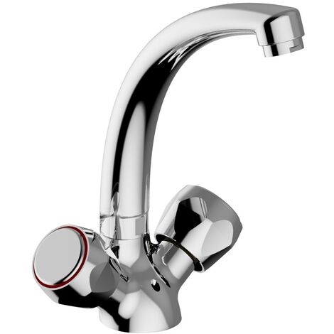 Schläfer 3431412 Rubinetto Lavello Cucina Lavanderia Gruppo Monoforo con Vitone per Lavatoio Lavandino Manopola Tonda in Metallo Bocca Girevole Alta in Ottone Cromo (1/5)