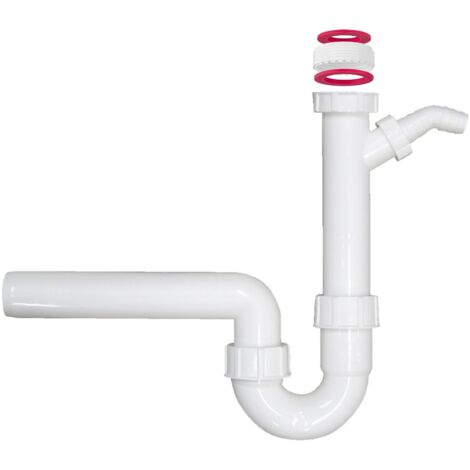 Schläfer 439506 Sifone a S per Scarico Lavabo Bagno e Lavandino Cucina, con Attacco per Lavastoviglie e Lavatrice, Diametro 40mm, Adattatore Universale 1"1/2 e 1"1/4
