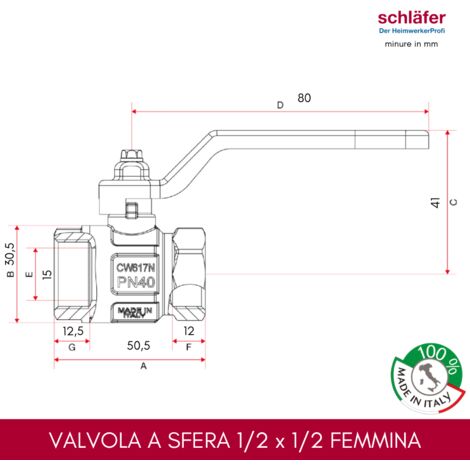 Tecuro Kugelhahn Mit Verlängerter Spindel, Beids. Innengewinde 1/2 Bis 2 Zoll, L - Foto 2