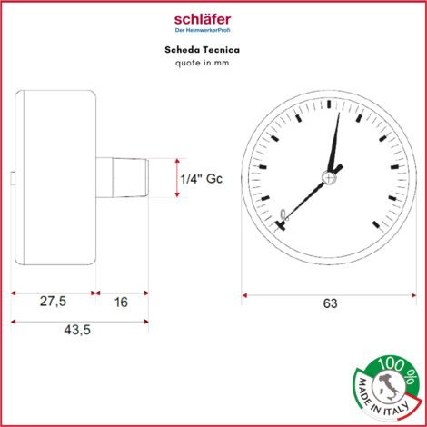 Manometro Idraulico Schläfer 0-10 Bar - Per Gonfiaggio Gomme E Impianti - Foto 14