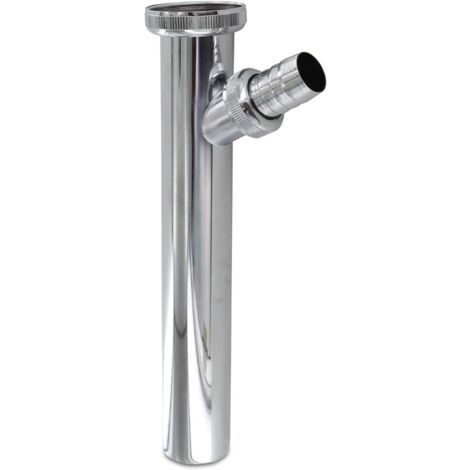 Schläfer 439004 Prolunga Sifone per Lavabo Bagno e Cucina con Attacco per Lavatrice e Lavastoviglie, Materiale in Ottone, Misure 1 1/4 x Ø 32mm x 150 mm, Tubo Regolabile Universale con Cartella