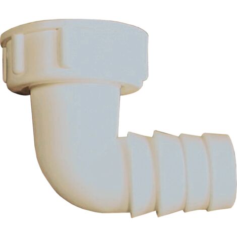 Schläfer 655810  Raccordo a Gomito 1" con Filetto Interno, Curva a 90 gradi per Attacco Tubo Scarico Lavatrice e Lavastoviglie, Compatibile con Tubi Ø 19-23,5mm (3/4"), Portagomma in Plastica Bianca