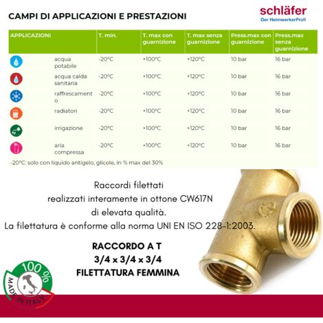 Tee In Ottone Maschio 3/8 NPT Per Carburante/aria/acqua | Raccordo Industriale PRO-EDGE