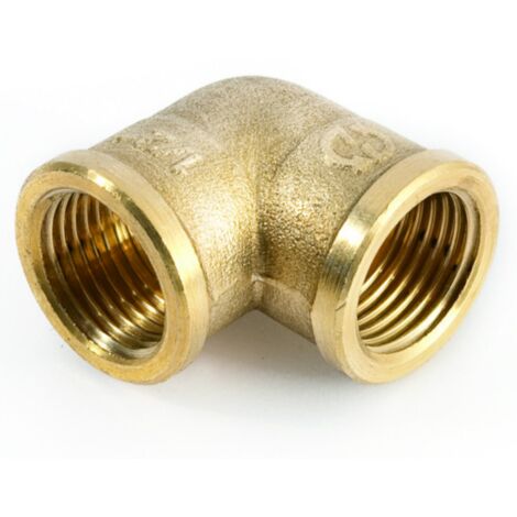 Schläfer 6444134 Raccordo Gomito in Ottone di Elevata Qualità 1/2 Pollice, Raccordo Curva a Gomito 90° con Filetto Femmina 1/2" x 1/2", Adatto per Impianti Idraulici con Fluidi non Corrosivi