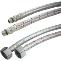 Schläfer 4605008 Tubo Flessibile per Rubinetto 1/2" Femmina, Connettore per Valvola ad Angolo Sottolavabo, Raccordo Intrecciato in Acciaio Inox 1/2" x M10 x 1, Lunghezza 35cm, 2 Pezzi