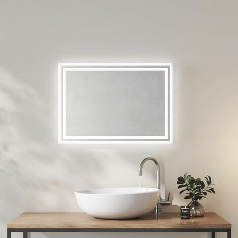 Heilmetz Modern Illuminated LED Bathroom Mirror Wall Mounted Mirror ...