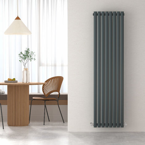 Heilmetz 1800×472mm Anthracite Modern Designer Radiator Vertical Oval Column Single Panel Rad