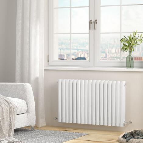 Heilmetz 600×1003mm White Modern Designer Radiator Horizontal Oval Column Double Panel Rad
