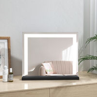Heilmetz Hollywood Dressing Table Mirror with Light Tabletop Vanity Mirror with Touch, 3 Color Lighting and Dimmable, Tabletop Cosmetic Mirror, Black, 500×420×34mm