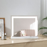 Heilmetz Hollywood Dressing Table Mirror with Light Tabletop Vanity Mirror with Touch, 3 Color Lighting and Dimmable, Tabletop Cosmetic Mirror, White, 500×420×34mm