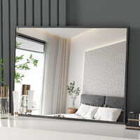Heilmetz Decorative Wall Mirror Simple Wall Mounted/Desktop Mirror Aluminium Frame Black 60×80 cm