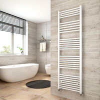 Heilmetz Straight Heated Towel Rail Bathroom Warmer Heating Radiator White 1600×500mm Suitable for 8m²