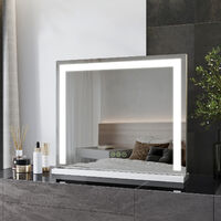 Heilmetz Hollywood Vanity Mirror, Dressing Table Mirror with Lights, Tabletop Vanity Mirror with Touchscreen 3 Color Lighting Modes, Adjust Brightness, 600×520×34mm, White