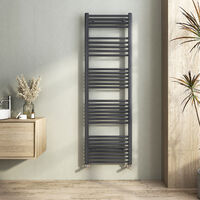 Heilmetz Straight Anthracite Heated Towel Rail Radiator 1200 × 500mm