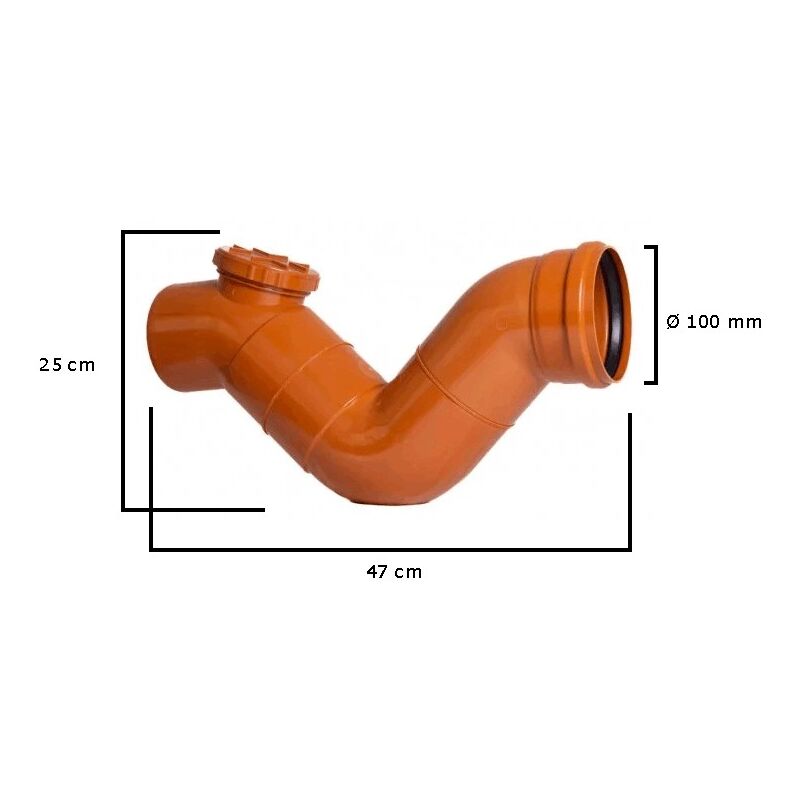 Sifone Orizzontale Tipo Firenze In Polipropilene - Diametro 75 Mm, Con Tappo Ispezione, Per Impianti Idraulici