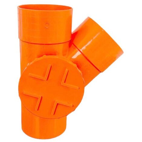 Derivazione 45° con tappo per ispezione in pvc : Diametro - 125 (con tappo Ø100), Modello - Destra