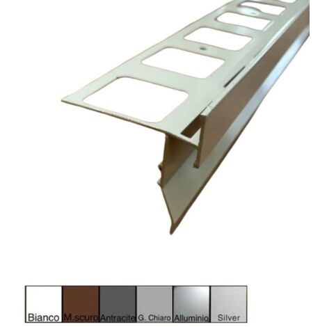 Gocciolatoio/Angolare/Giunzione TOP in Alluminio per Balconi e Terrazze - Barra da 2,7 metri : Colore - Bianco, Modello - GOCCIOLATOIO