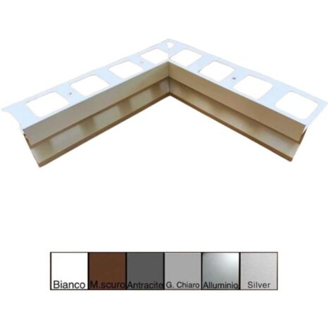 Gocciolatoio/Angolare/Giunzione TOP in Alluminio per Balconi e Terrazze - Barra da 2,7 metri : Colore - Silver, Modello - ANGOLARE INTERNO